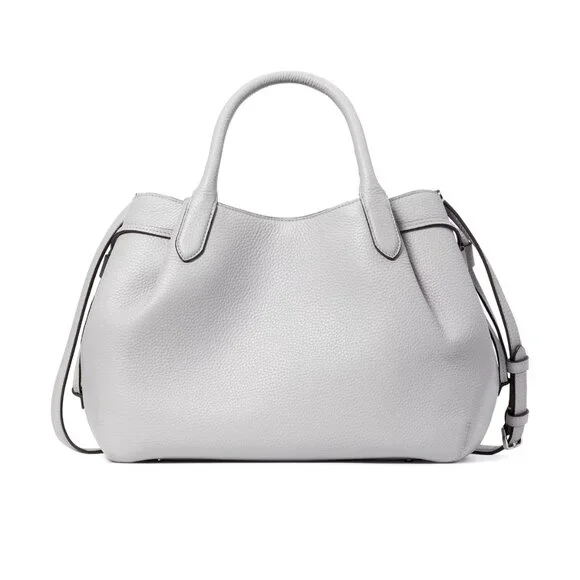 New Kate Spade Dumpling Large Satchel Pebble Leather Mountain Gray - Picture 5 of 5